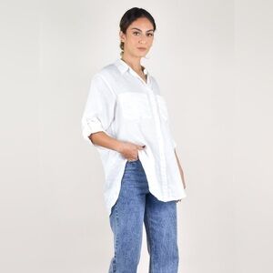 Women 100% linen andrew marc‎ shift dresses white M